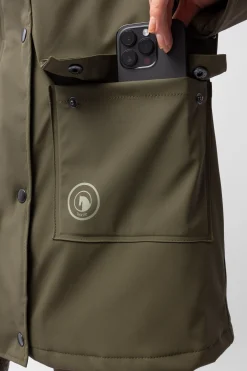 Online horze Elise regnjakke med fôret innside Olivegreen