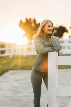 Hot horze Fiora tynn, vanntett ridejakke til dame Seaspraygreen