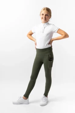 Clearance horze Gillian kompressjonstights, helforsterket, barn KhakiGr&oslash;nn