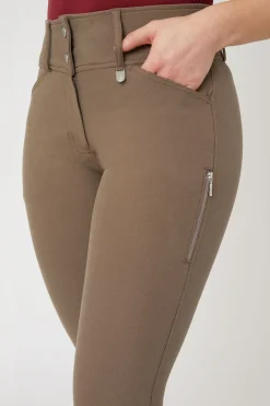 Best horze Grand Prix II helforsterkede ridebukser til dame IronGreyBrown