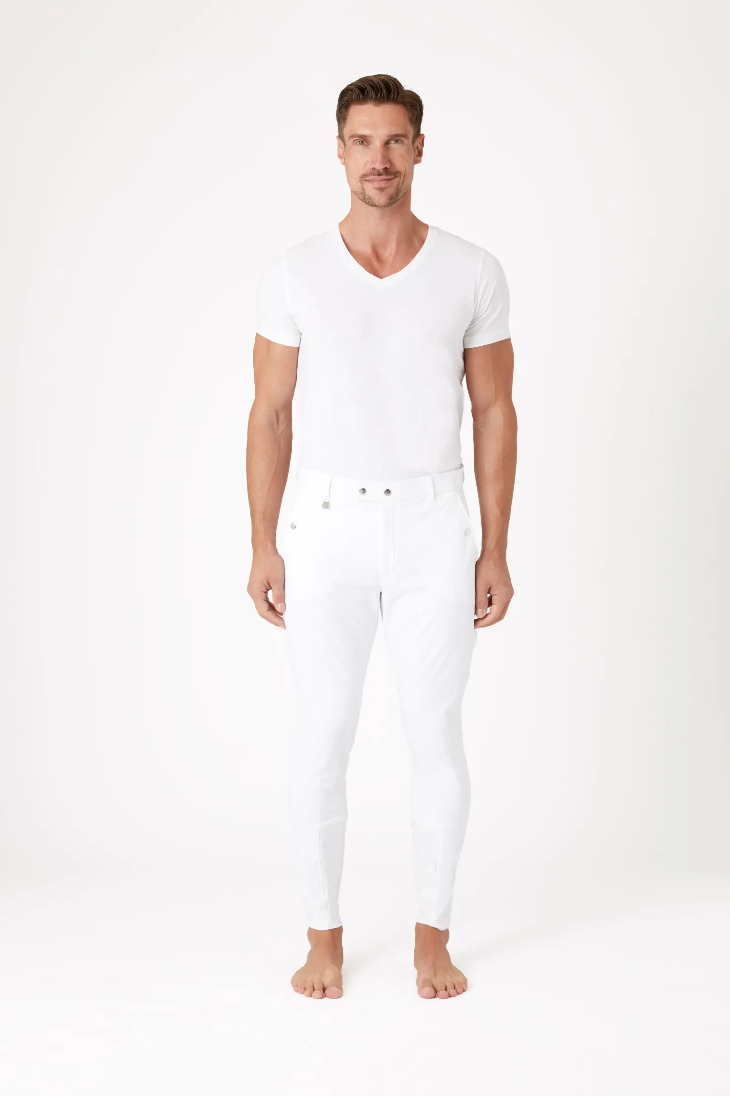 Clearance horze Grand Prix kneforsterkede ridebukser med silikon, herre WH/AB