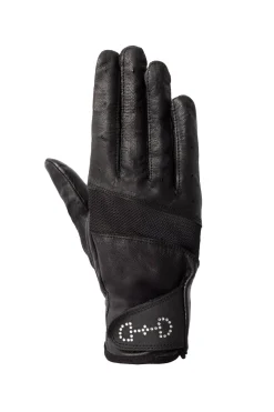 Discount horze hansker med lær og netting, dame Black