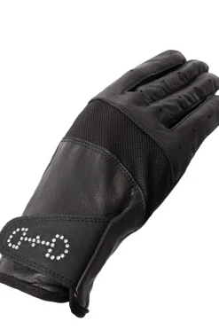 Discount horze hansker med lær og netting, dame Black