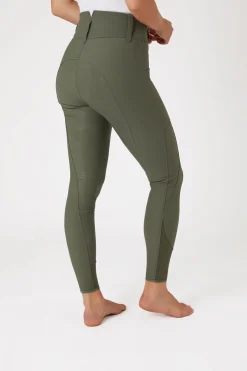 Outlet horze Indira helforsterkede ridebukser med høyt liv til dame KhakiGr&oslash;nn