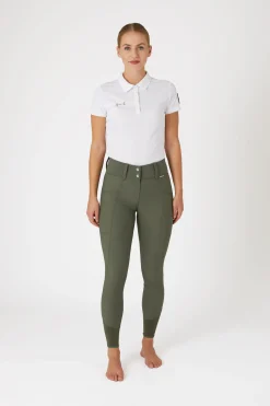 Outlet horze Indira helforsterkede ridebukser med høyt liv til dame KhakiGr&oslash;nn