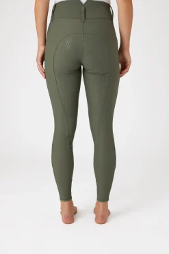 Outlet horze Indira helforsterkede ridebukser med høyt liv til dame KhakiGr&oslash;nn