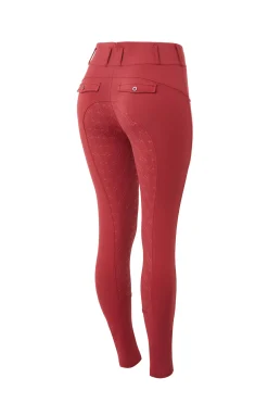 Clearance horze Ingrid helforsterkede vinter-ridebukser med høyt liv til dame MerlotWineRed