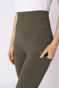 Sale horze Janine sømløse, kneforsterkede ridetights med telefonlomme til dame Tarmac