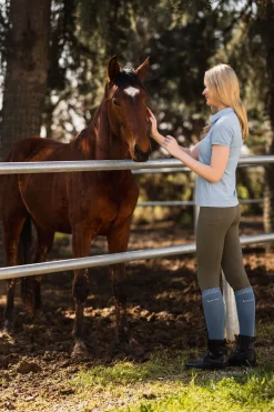 Sale horze Janine sømløse, kneforsterkede ridetights med telefonlomme til dame Tarmac