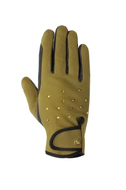 Outlet horze Joana vinterhansker med pyntesteiner FirGreen