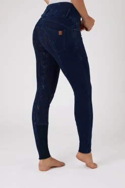 Discount horze Kacy helforsterket denim thermo ridebukse, dame DB/AB
