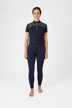 Sale horze Kaitlin kneforsterkede ridebukser med blomsterdetaljer, dame PeacoatDarkBlue