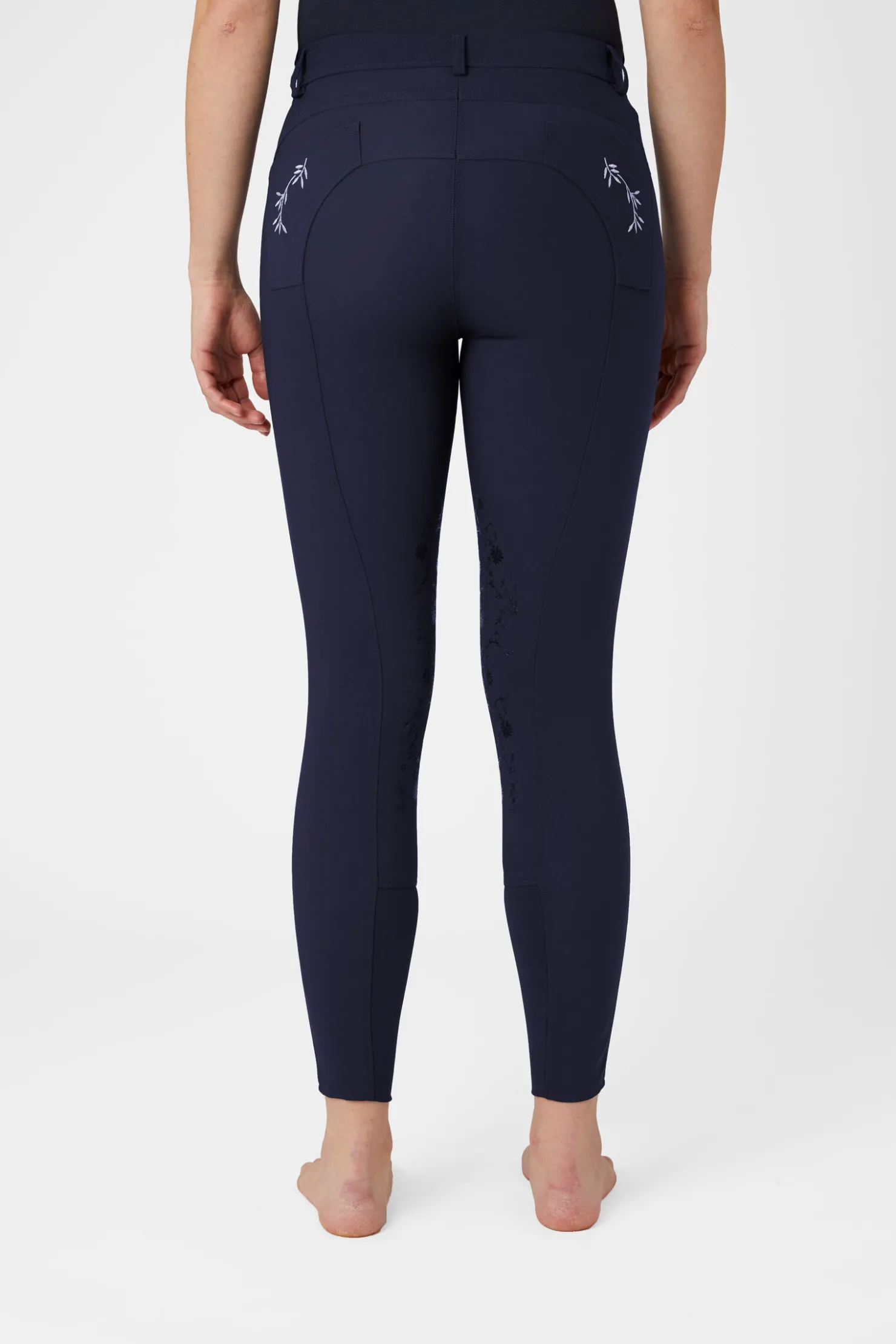 Sale horze Kaitlin kneforsterkede ridebukser med blomsterdetaljer, dame PeacoatDarkBlue