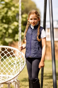 Clearance horze klassisk vattert vest til barn PeacoatDarkBlue