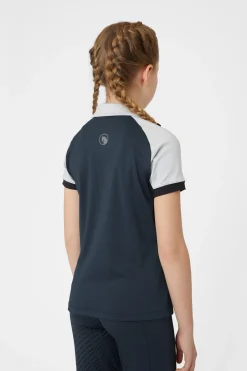 Online horze Laura treningsskjorte, barn ObscureNightBlue/PebbleGrey