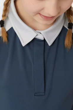 Online horze Laura treningsskjorte, barn ObscureNightBlue/PebbleGrey