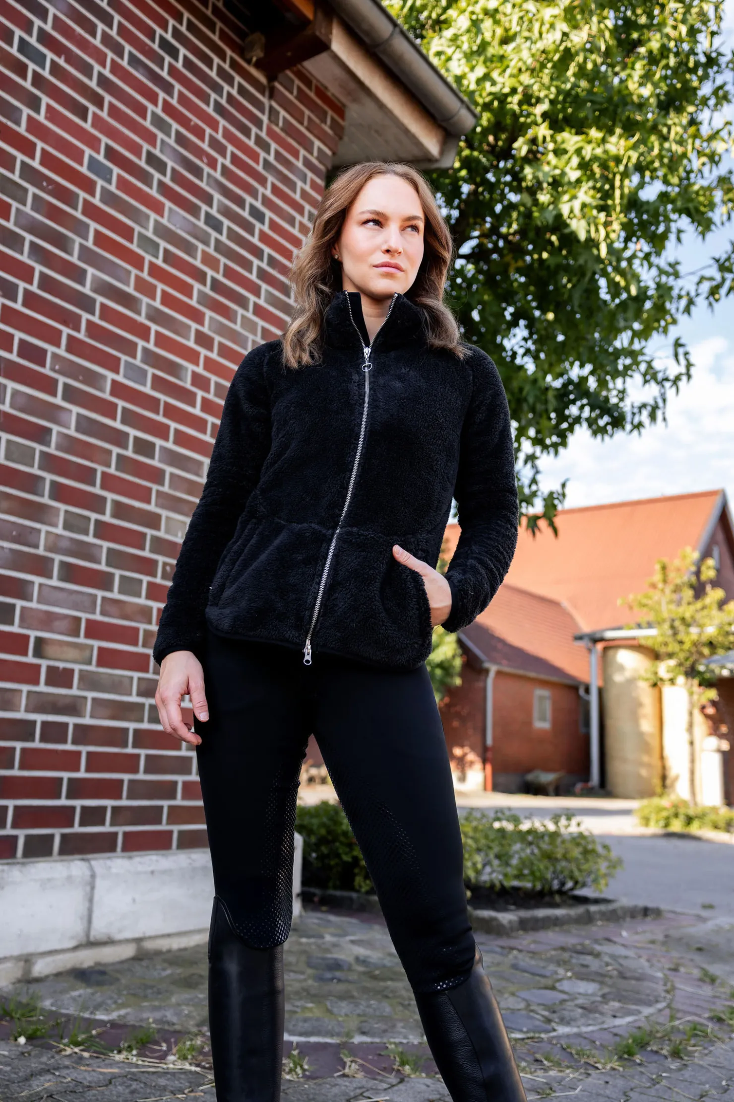 horze Merida jakke i teddyfleece til dame Black