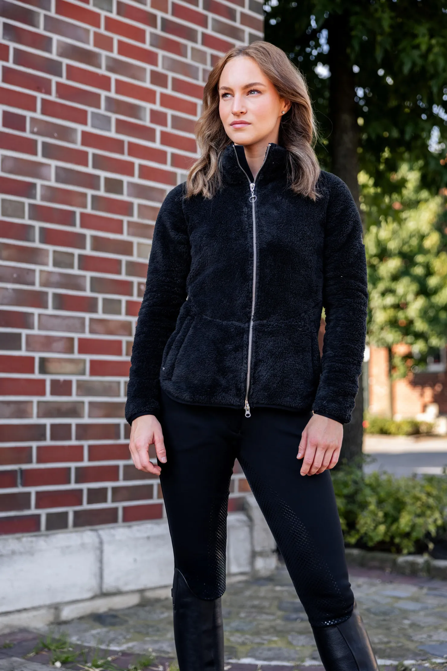 horze Merida jakke i teddyfleece til dame Black