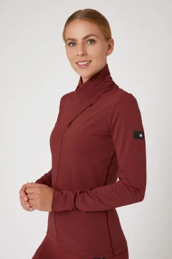 Sale horze Raquel treningsskjorte med høy hals, dame MerlotWineRed