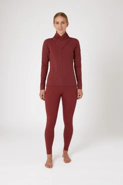 Sale horze Raquel treningsskjorte med høy hals, dame MerlotWineRed