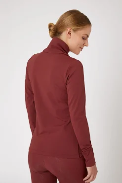 Sale horze Raquel treningsskjorte med høy hals, dame MerlotWineRed