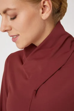 Sale horze Raquel treningsskjorte med høy hals, dame MerlotWineRed