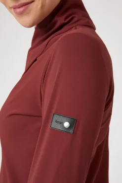 Sale horze Raquel treningsskjorte med høy hals, dame MerlotWineRed