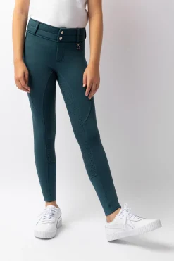 Discount horze Rhea helforsterket thermoridebukse med baklommer, barn Darkseagreen