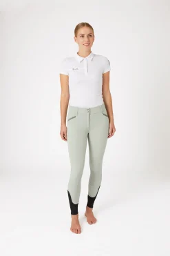 Sale horze Ridebukser, lommer med mikrokrystaller, høyt liv, helforsterket med silikon, dame AquaGrey(Green)