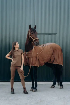 Clearance horze Sagria treningsskjorte med gyllen rygg, dame BisonDarkBrown