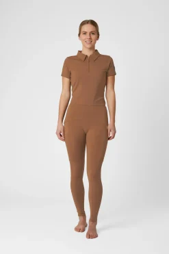 Clearance horze Sagria treningsskjorte med gyllen rygg, dame BisonDarkBrown