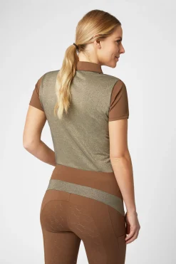 Clearance horze Sagria treningsskjorte med gyllen rygg, dame BisonDarkBrown