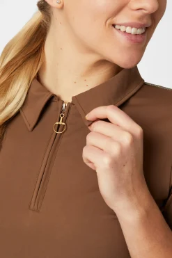 Clearance horze Sagria treningsskjorte med gyllen rygg, dame BisonDarkBrown