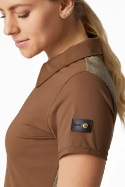 Clearance horze Sagria treningsskjorte med gyllen rygg, dame BisonDarkBrown
