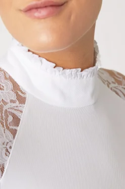 Sale horze Sylvie langermet stevneskjorte med blonder, dame WH/AB