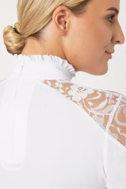 Sale horze Sylvie langermet stevneskjorte med blonder, dame WH/AB