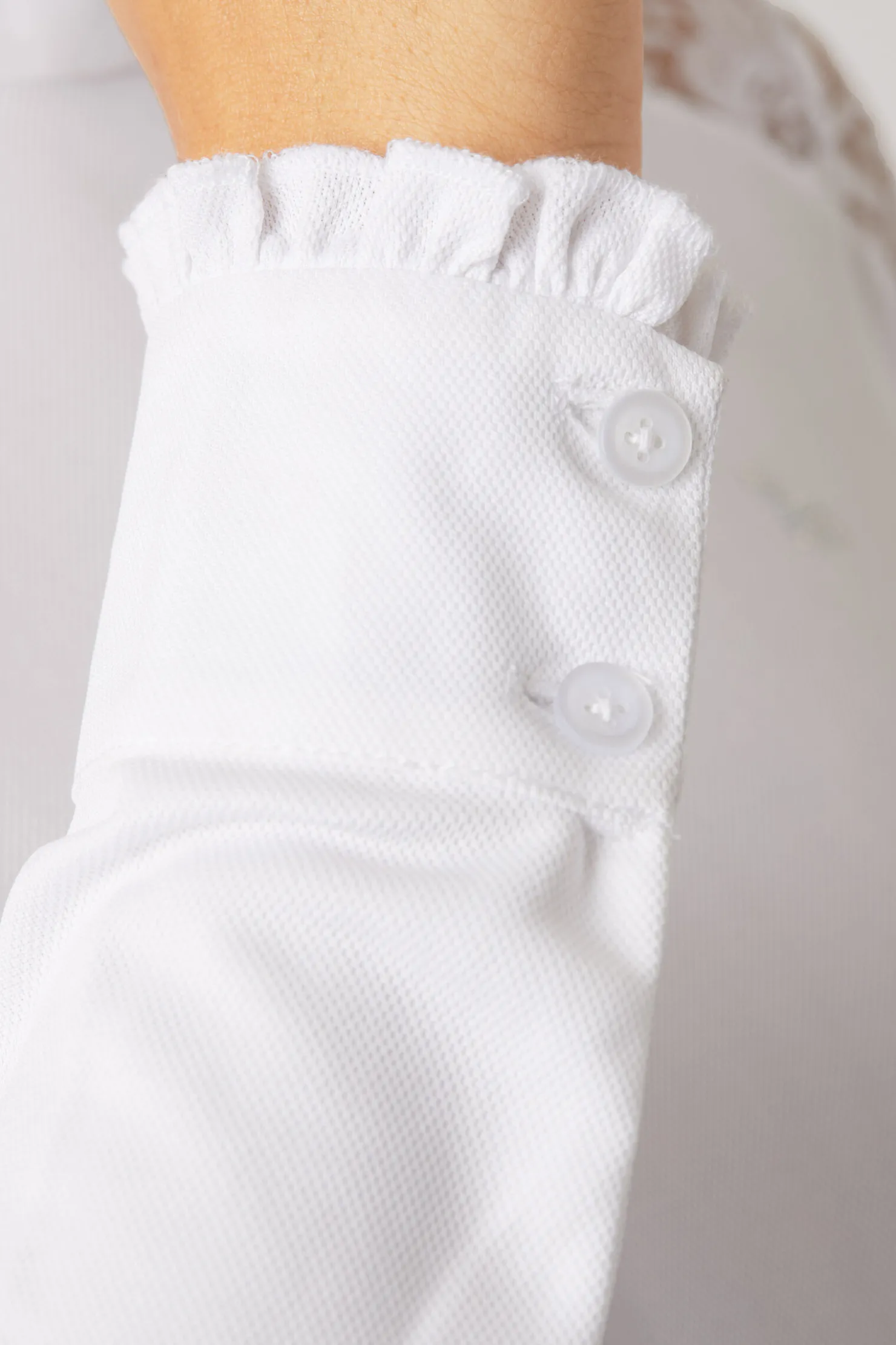 Sale horze Sylvie langermet stevneskjorte med blonder, dame WH/AB