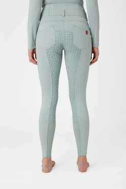 Sale horze Tara helforsterkede ridebukser med høyt liv og silikon, dame AquaGrey(Green)