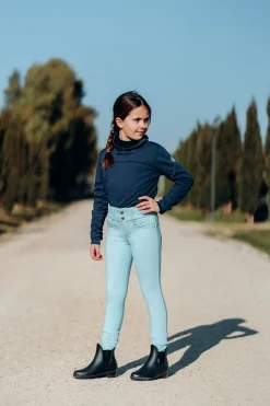 Hot horze Tara ridebukser med høyt liv, helforsterket, barn CorydalisLightBlue