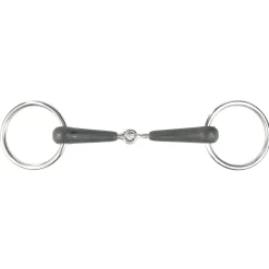 Discount horze todelt gummibitt med løse ringer Black