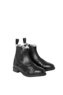 horze Wexford jodhpur-vintersko med fuskepels og frontglidelås til barn Black