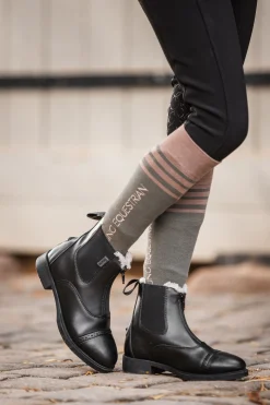 horze Wexford jodhpur-vintersko med fuskepels og frontglidelås til barn Black