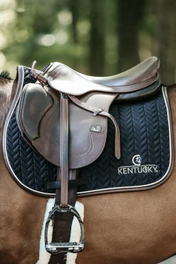 kentucky Horsewear sprangsjabrak med lærkant, fiskebein Black