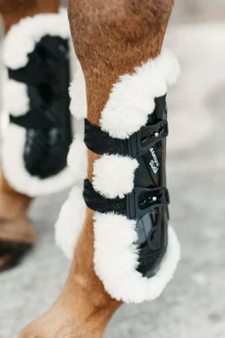 kentucky Horsewear Vegan elastiske senebelegg med bambus og saueskinn Black