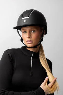 horze Monarch metallisk II glitterhjelm Black/Black