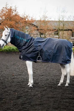 Hot horseware Rambo Mack in a Sack Navy/Burgundy/Teal/Navy