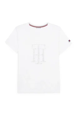 Discount tommyhilfigerequestrian Tommy Hilfiger Equestrian TH Rhinestone skjorte for kvinner ThOpticWhite