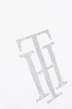 Discount tommyhilfigerequestrian Tommy Hilfiger Equestrian TH Rhinestone skjorte for kvinner ThOpticWhite