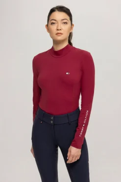 New tommyhilfigerequestrian Tommy Hilfiger Equestrian langermet genser med høy hals for kvinner Rouge