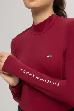New tommyhilfigerequestrian Tommy Hilfiger Equestrian langermet genser med høy hals for kvinner Rouge